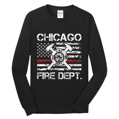 Custom Fire Department Thin Red Line Flag Personalize City Or State Tall Long Sleeve T-Shirt