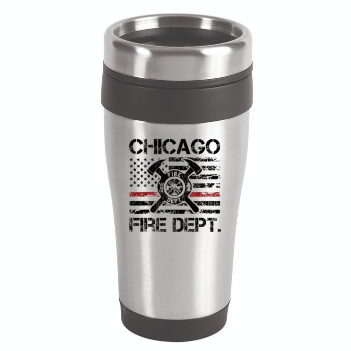 Custom Fire Department Thin Red Line Flag Personalize City Or State 16oz Travel Tumbler