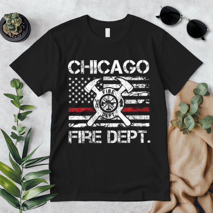Custom Fire Department Thin Red Line Flag Personalize City Or State Premium T-Shirt