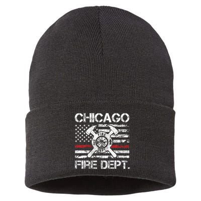 Custom Fire Department Thin Red Line Flag Personalize City Or State Sustainable Knit Beanie
