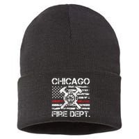 Custom Fire Department Thin Red Line Flag Personalize City Or State Sustainable Knit Beanie