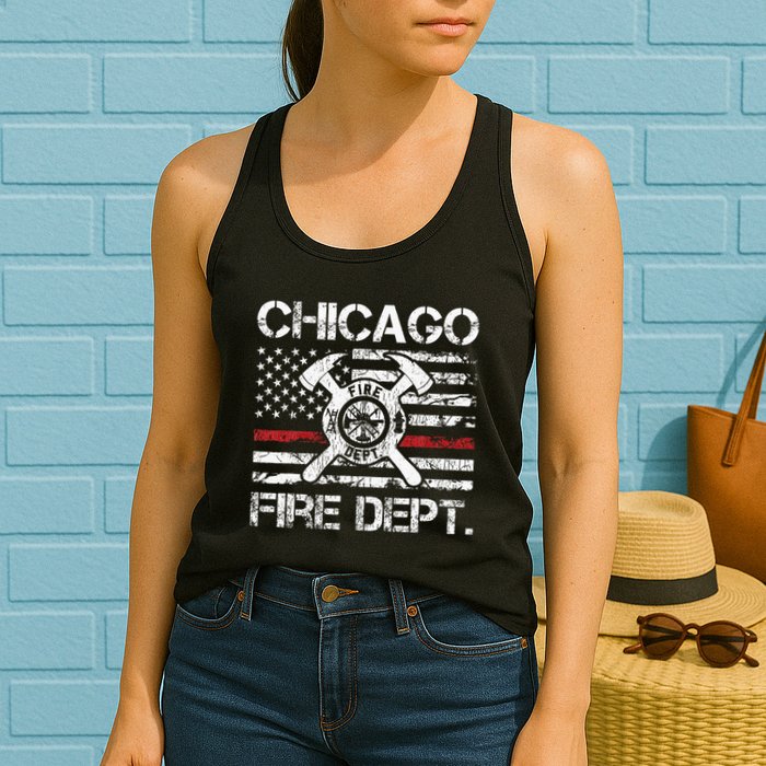 Custom Fire Department Thin Red Line Flag Personalize City Or State Womens Tank Top