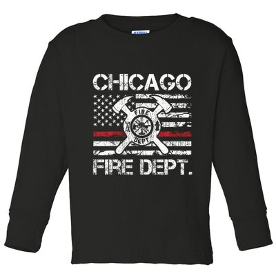 Custom Fire Department Thin Red Line Flag Personalize City Or State Toddler Long Sleeve Shirt