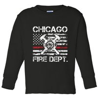 Custom Fire Department Thin Red Line Flag Personalize City Or State Toddler Long Sleeve Shirt
