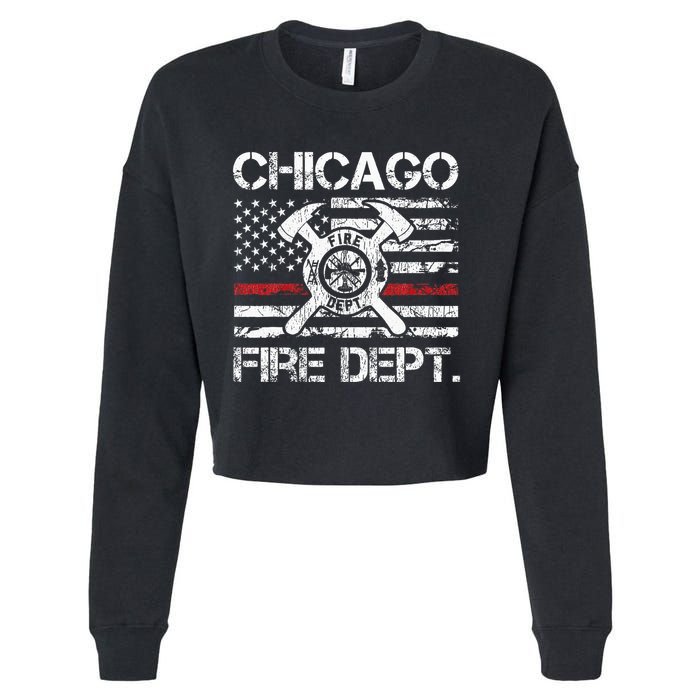Custom Fire Department Thin Red Line Flag Personalize City Or State Cropped Pullover Crew