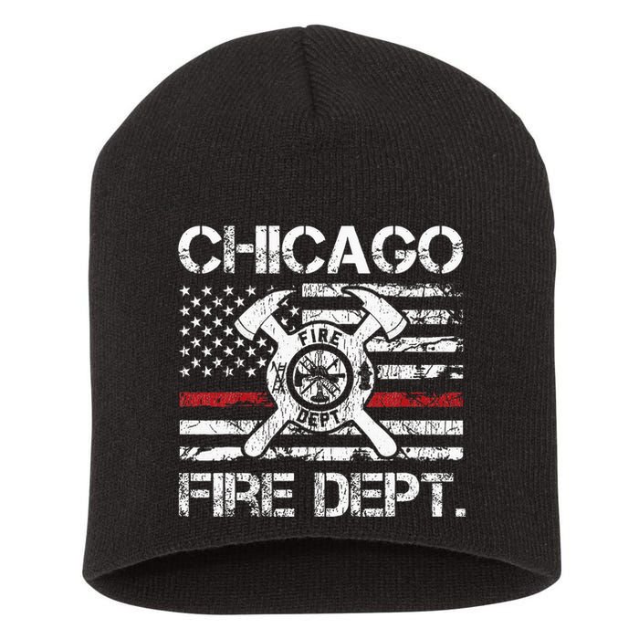 Custom Fire Department Thin Red Line Flag Personalize City Or State Short Acrylic Beanie