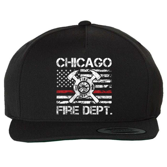 Custom Fire Department Thin Red Line Flag Personalize City Or State Wool Snapback Cap