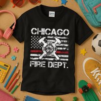 Custom Fire Department Thin Red Line Flag Personalize City Or State Kids T-Shirt