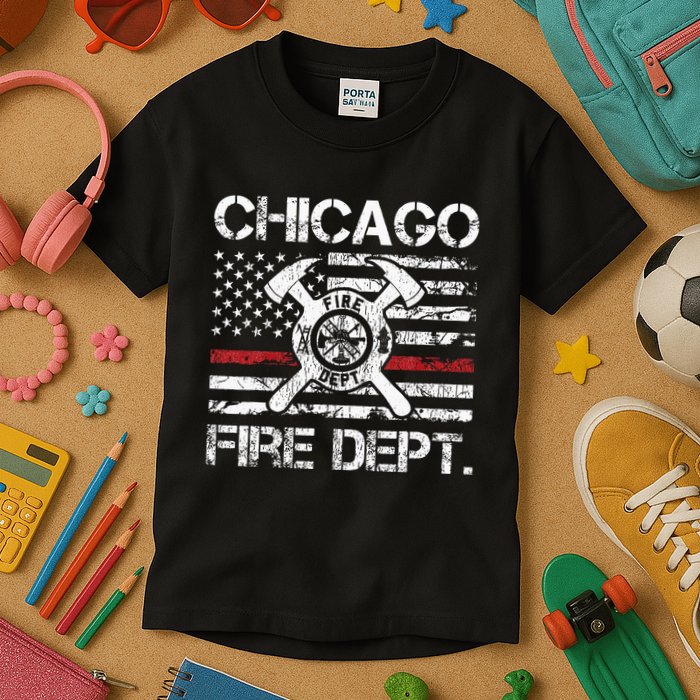 Custom Fire Department Thin Red Line Flag Personalize City Or State Kids T-Shirt