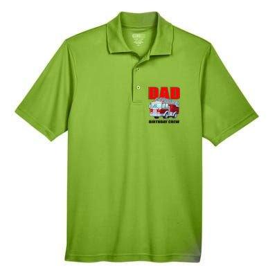 Cute Funny Dad Birthday Crew Firetruck Men's Origin Performance Piqué Polo