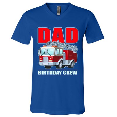 Cute Funny Dad Birthday Crew Firetruck V-Neck T-Shirt