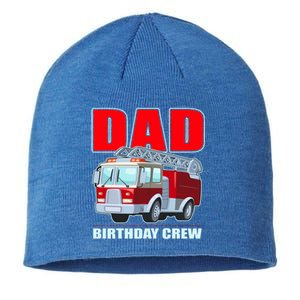 Cute Funny Dad Birthday Crew Firetruck Sustainable Beanie