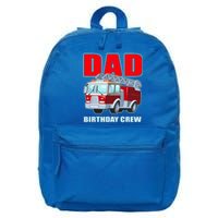 Cute Funny Dad Birthday Crew Firetruck 16 in Basic Backpack