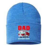 Cute Funny Dad Birthday Crew Firetruck Sustainable Knit Beanie