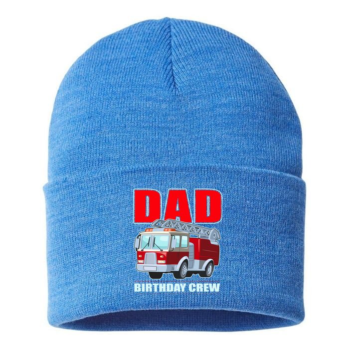 Cute Funny Dad Birthday Crew Firetruck Sustainable Knit Beanie