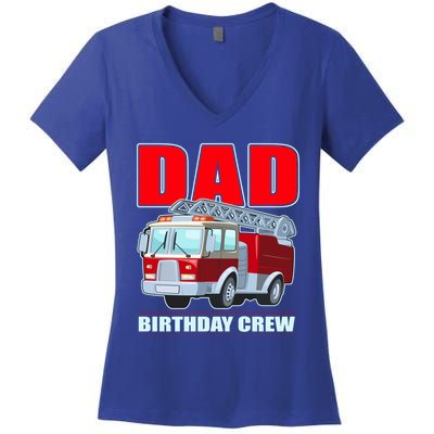 Cute Funny Dad Birthday Crew Firetruck Women's V-Neck T-Shirt
