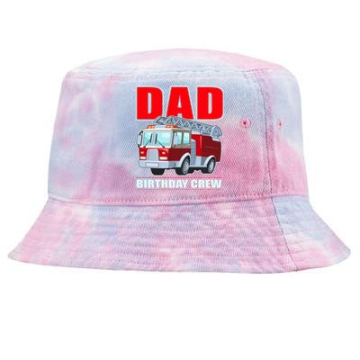 Cute Funny Dad Birthday Crew Firetruck Tie-Dyed Bucket Hat