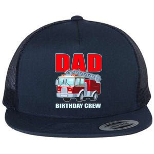 Cute Funny Dad Birthday Crew Firetruck Flat Bill Trucker Hat