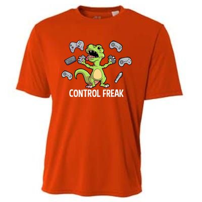 Control Freak Dinosaur T Rex Funny Video Gamer Game Lovers Gift Cooling Performance Crew T-Shirt