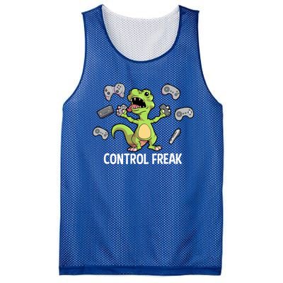 Control Freak Dinosaur T Rex Funny Video Gamer Game Lovers Gift Mesh Reversible Basketball Jersey Tank