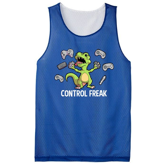 Control Freak Dinosaur T Rex Funny Video Gamer Game Lovers Gift Mesh Reversible Basketball Jersey Tank