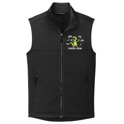 Control Freak Dinosaur T Rex Funny Video Gamer Game Lovers Gift Collective Smooth Fleece Vest