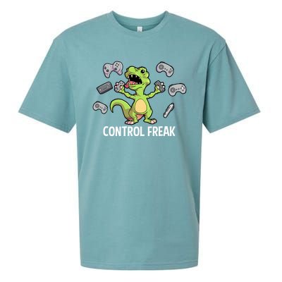 Control Freak Dinosaur T Rex Funny Video Gamer Game Lovers Gift Sueded Cloud Jersey T-Shirt