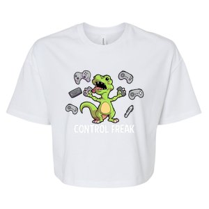 Control Freak Dinosaur T Rex Funny Video Gamer Game Lovers Gift Bella+Canvas Jersey Crop Tee