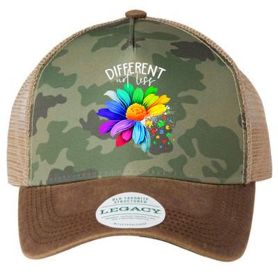 Color Flower Different Not Less Autism Awareness Month Legacy Tie Dye Trucker Hat