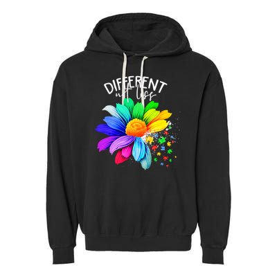 Color Flower Different Not Less Autism Awareness Month Garment-Dyed Fleece Hoodie