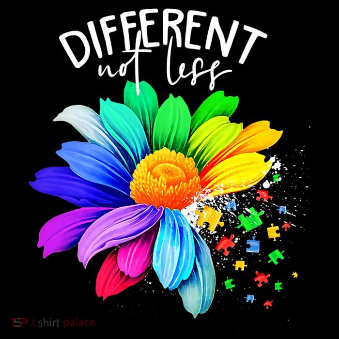 Color Flower Different Not Less Autism Awareness Month Tall T-Shirt