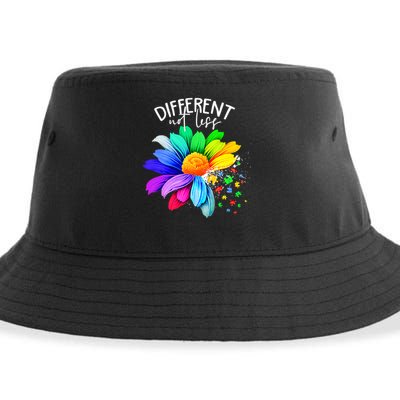 Color Flower Different Not Less Autism Awareness Month Sustainable Bucket Hat