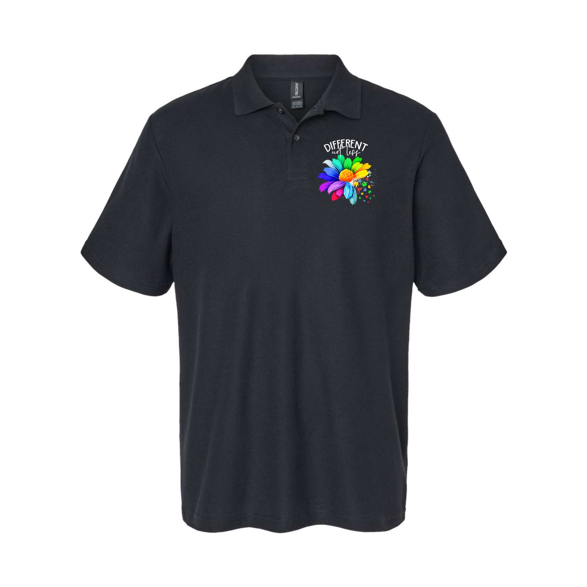 Color Flower Different Not Less Autism Awareness Month Polo