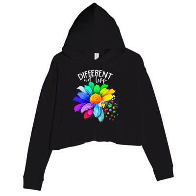 Color Flower Different Not Less Autism Awareness Month Crop Fleece Hoodie