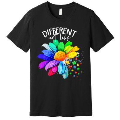 Color Flower Different Not Less Autism Awareness Month Premium T-Shirt