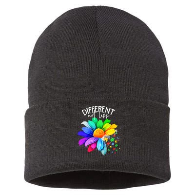 Color Flower Different Not Less Autism Awareness Month Sustainable Knit Beanie