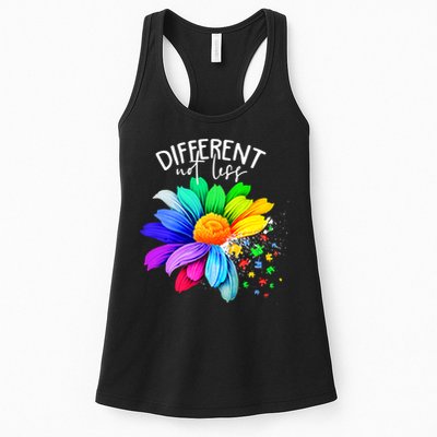 Color Flower Different Not Less Autism Awareness Month Womens Tank Top