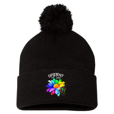 Color Flower Different Not Less Autism Awareness Month Pom Pom 12in Knit Beanie