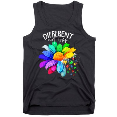 Color Flower Different Not Less Autism Awareness Month Tank Top