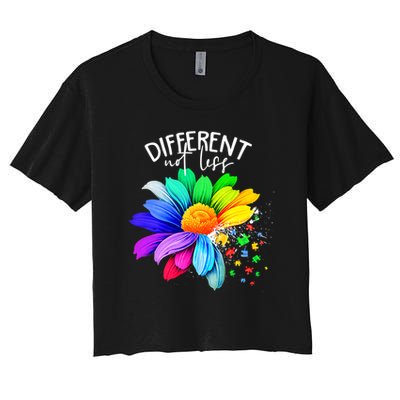 Color Flower Different Not Less Autism Awareness Month Crop Top