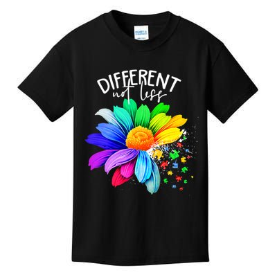 Color Flower Different Not Less Autism Awareness Month Kids T-Shirt