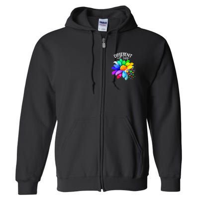 Color Flower Different Not Less Autism Awareness Month Full Zip Hoodie