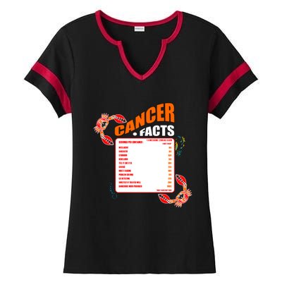 Cancer Facts Daily Serving Per Container Funny Cancer Gift Ladies Halftime Notch Neck Tee