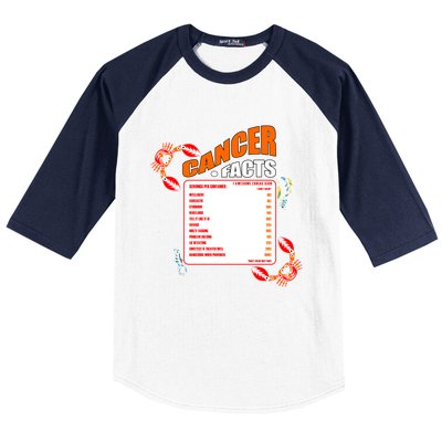 Cancer Facts Daily Serving Per Container Funny Cancer Gift Baseball Sleeve Shirt