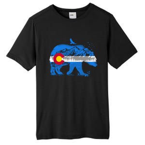 Colorado Flag Design Mountains And Bear Landscape Graphic Gift Tall Fusion ChromaSoft Performance T-Shirt