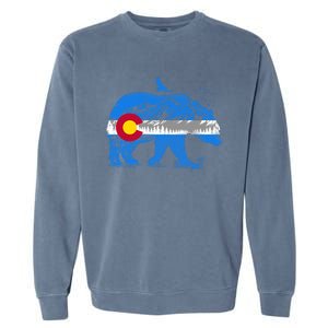 Colorado Flag Design Mountains And Bear Landscape Graphic Gift Garment-Dyed Sweatshirt