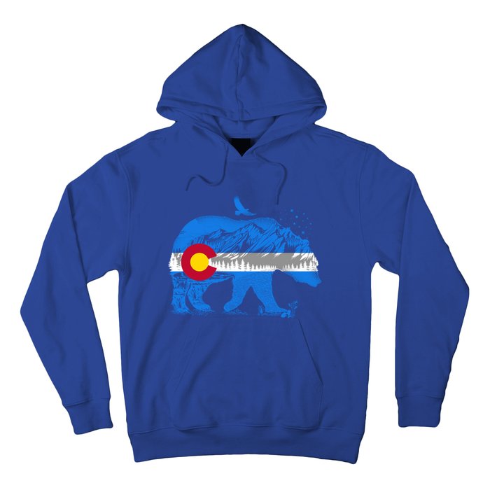 Colorado Flag Design Mountains And Bear Landscape Graphic Gift Hoodie