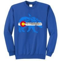 Colorado Flag Design Mountains And Bear Landscape Graphic Gift Sweatshirt