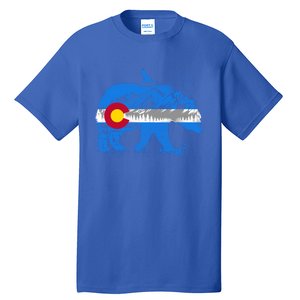 Colorado Flag Design Mountains And Bear Landscape Graphic Gift Tall T-Shirt