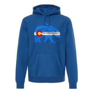 Colorado Flag Design Mountains And Bear Landscape Graphic Gift Premium Hoodie